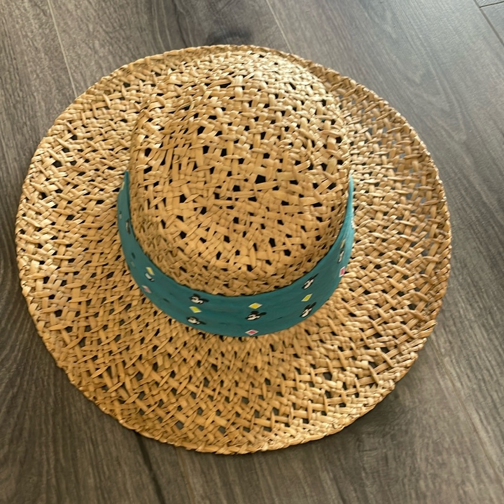Disney Blue and Tan Sun Hat with Wide Brim Disney Parks Summer Casual Chic
